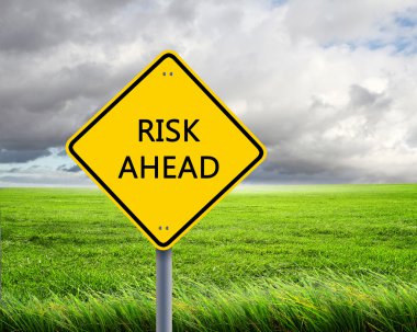 Road sign of risk ahead clipart