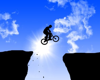 Man jumping on the rocks clipart