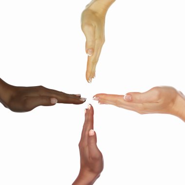 Human hands as symbol of ethnical diversity clipart