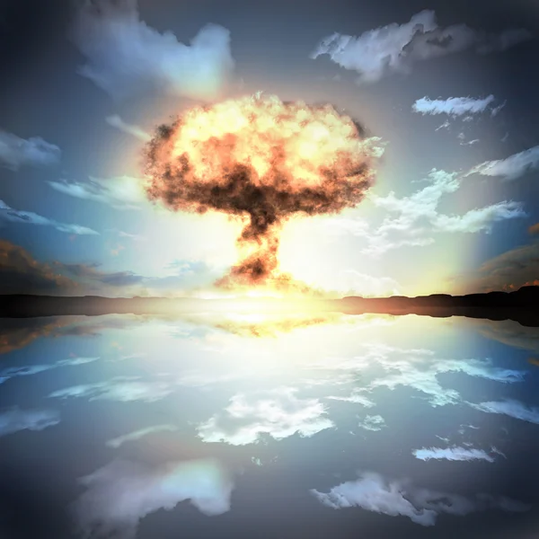 stock image Nuclear explosion in an outdoor setting