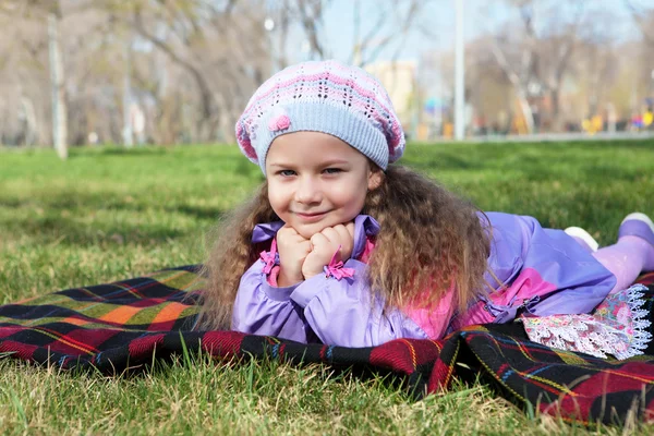 stock image Little girl in spring park