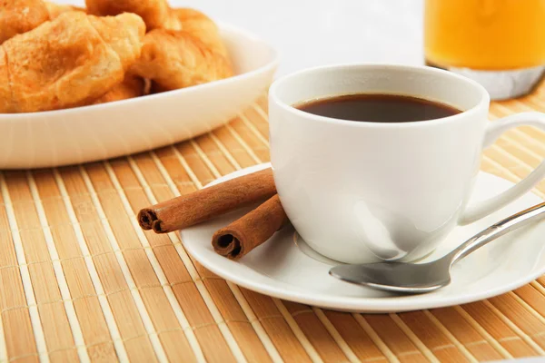 stock image Breakfast coffee and croissants