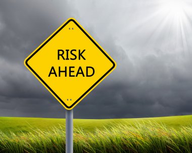 Road sign of risk ahead clipart