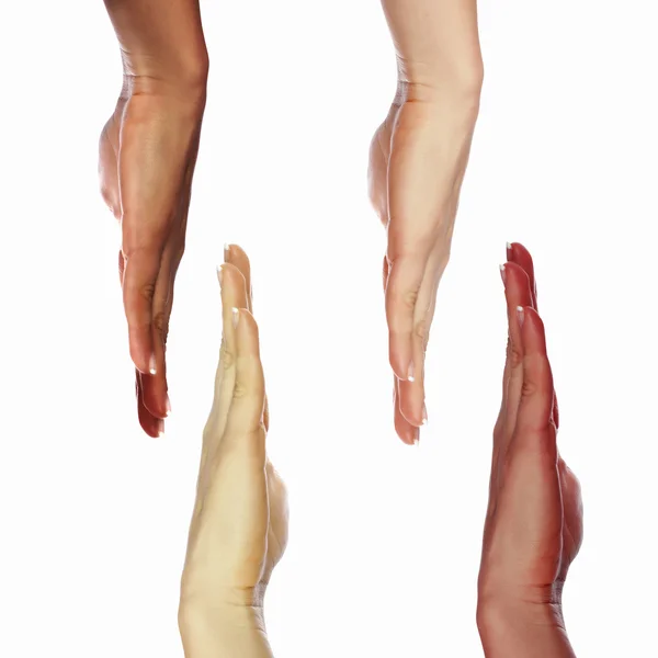 Mänskliga händer som symbol för etnisk mångfald — Stockfoto