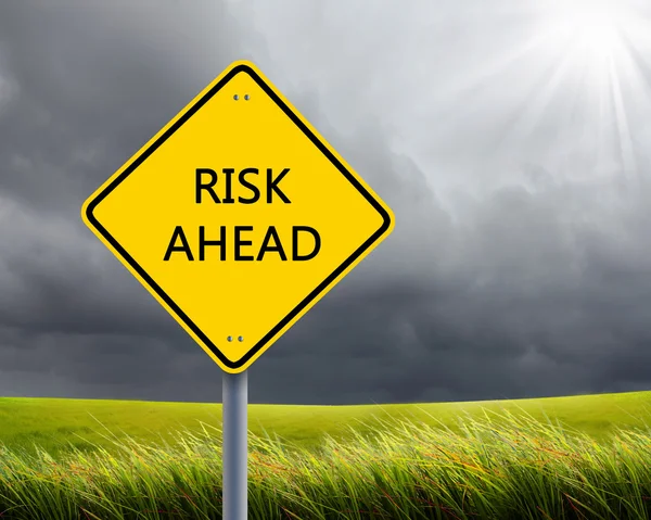 Road sign of risk ahead — Stock Photo, Image