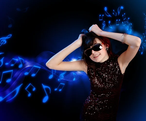 Fiatal nő, tánc, disco — Stock Fotó