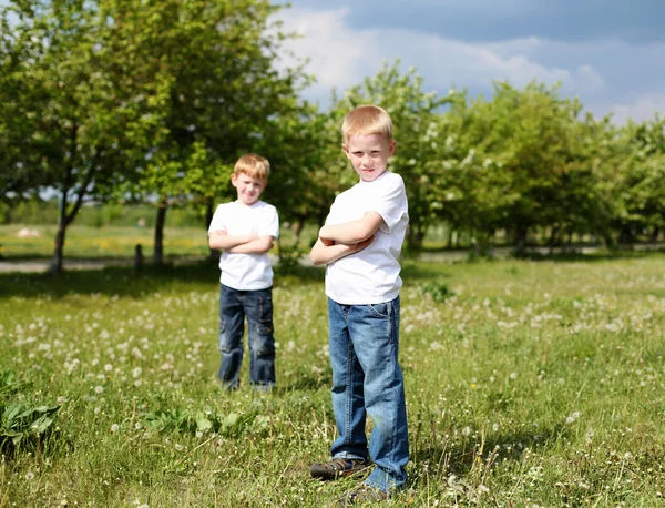 Två bröder utomhus — Stockfoto