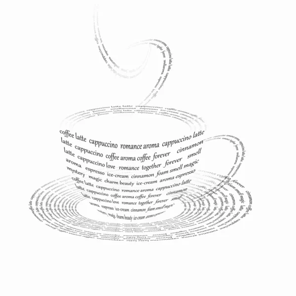 Kaffeetasse mit Worten — Stockfoto