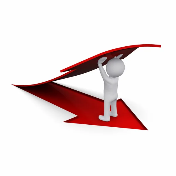 3D man with red arrow — Stock Photo, Image