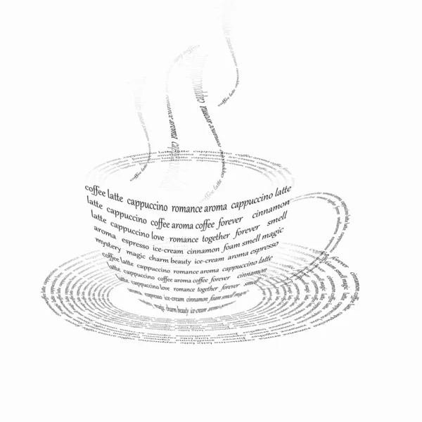 Кавова чашка, складена словами — стокове фото