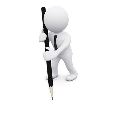 3D man with a pencil clipart