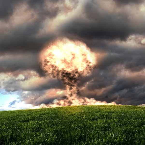 Esplosione nucleare in un ambiente esterno — Foto Stock
