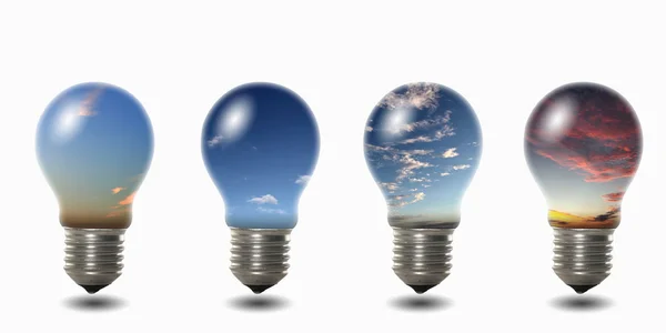 stock image Light bulb with sky inside