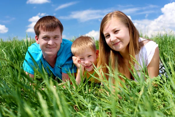牧草地の息子と家族 — ストック写真