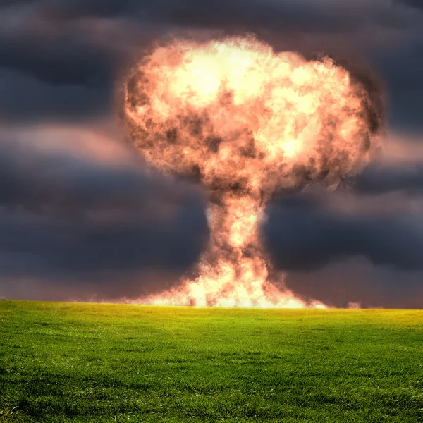 stock image Nuclear explosion in an outdoor setting