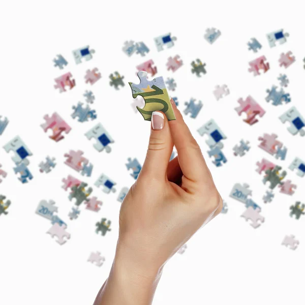 Obrázek puzzle pro bankovka — Stock fotografie