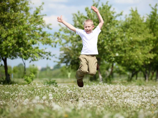 Mały chłopiec bawiący się w parku — Zdjęcie stockowe