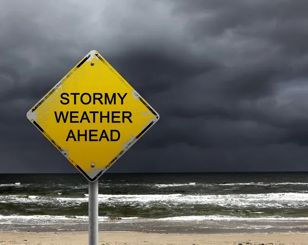 Warning sign of bad weather ahead — Stock Photo, Image