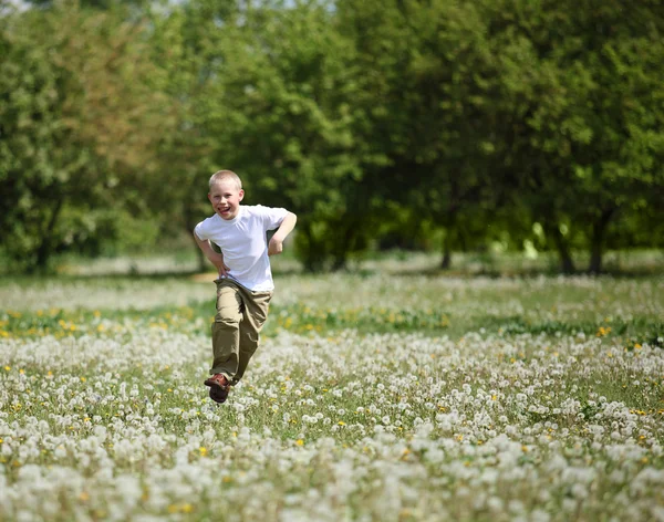 Mały chłopiec bawiący się w parku — Zdjęcie stockowe