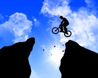 Man jumping on the rocks clipart