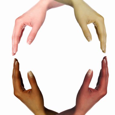 Human hands as symbol of ethnical diversity clipart