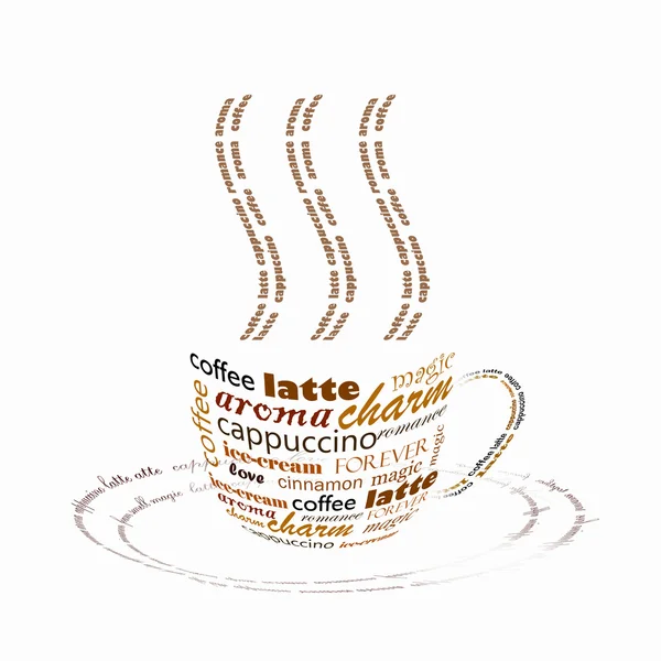 Coffee cup made up with words — Stock Photo, Image