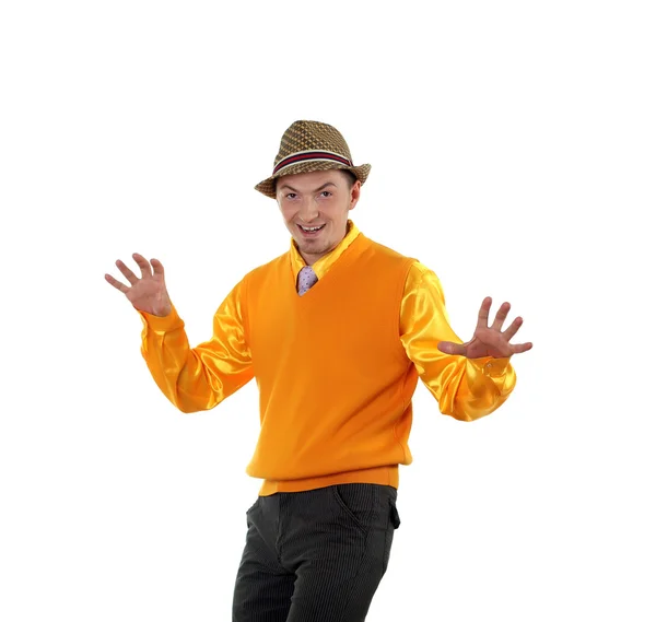 Mladý šťastný muž ve světlé barvě oblečení — Stock fotografie