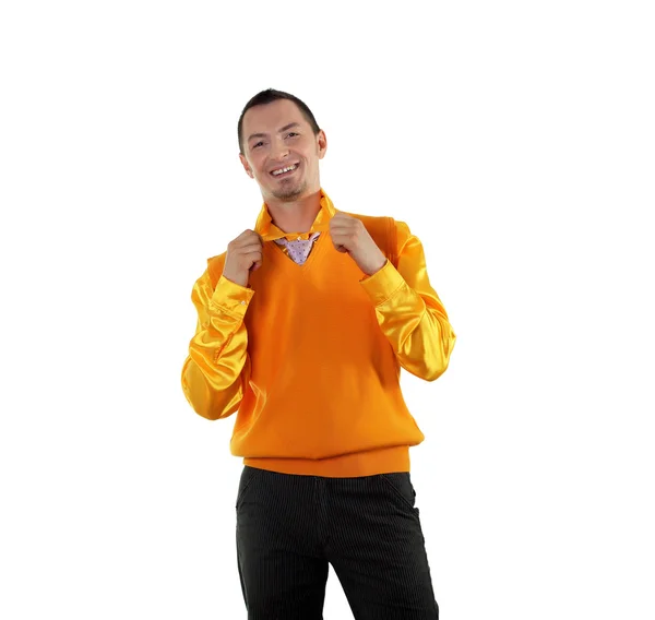 Mladý šťastný muž ve světlé barvě oblečení — Stock fotografie