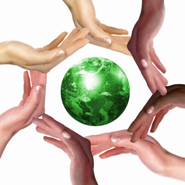 Human hand and symbol of our planet clipart