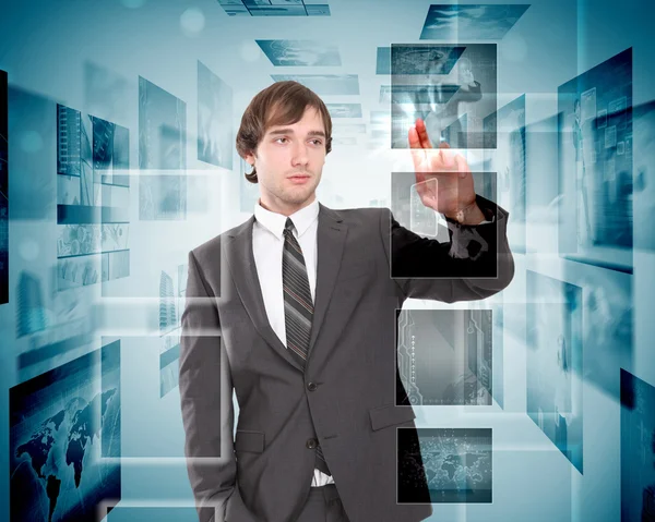 Business person and digital screens — Stock Photo, Image