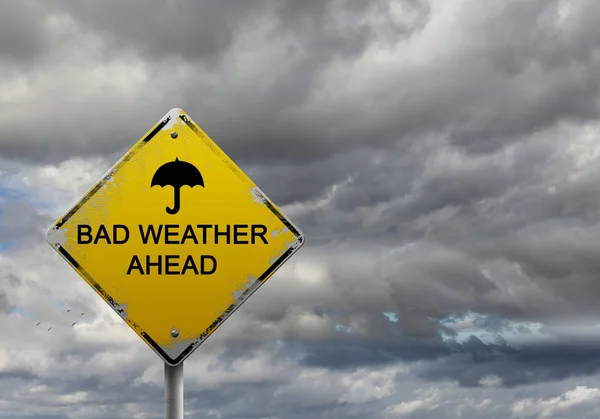 Warning sign of bad weather ahead — Stock Photo, Image
