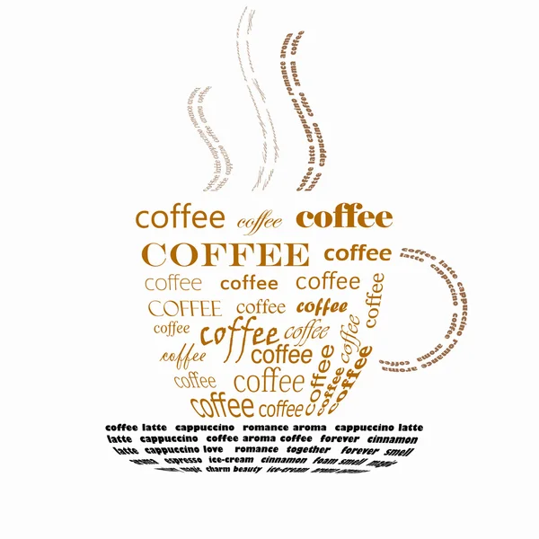 Koffiekopje samengesteld met woorden — Stockfoto