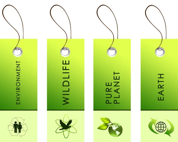Etichette verdi con simboli naturali — Foto Stock