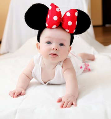 Little baby with mouse ears clipart