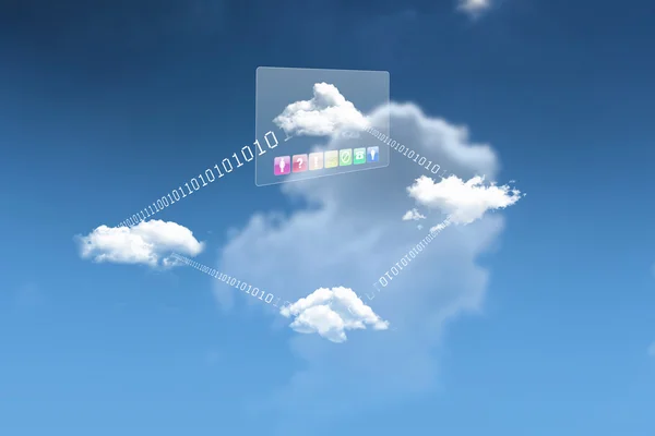 Elementi del social network contro il cielo — Foto Stock