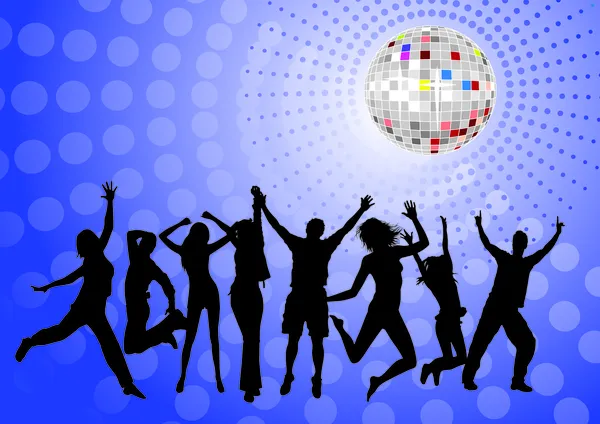 Danser disco et jeunes — Image vectorielle