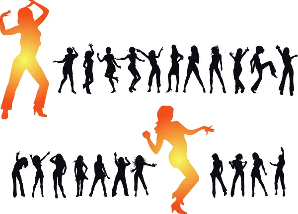 Danser disco et jeunes — Image vectorielle