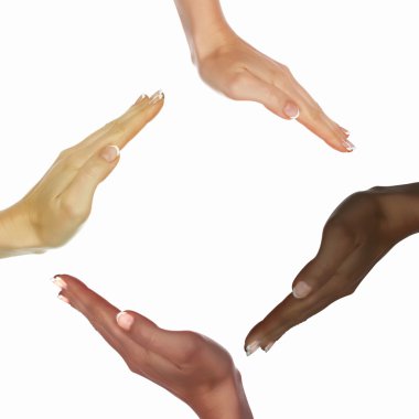 Human hands as symbol of ethnical diversity clipart