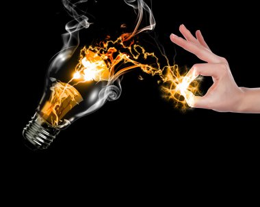 Human hand and bulb clipart