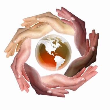 Human hand and symbol of our planet clipart