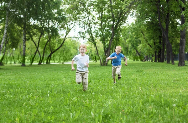 两个男孩在夏季户外的肖像 — 图库照片