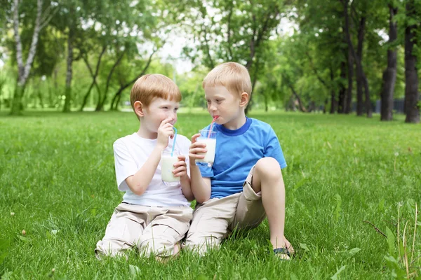 Retrato de dois meninos no verão ao ar livre — Fotografia de Stock
