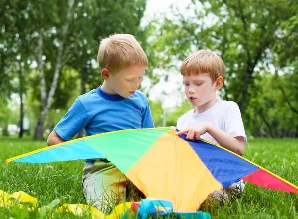Portrait of happy boys in the summer outdoors — Stock Photo, Image