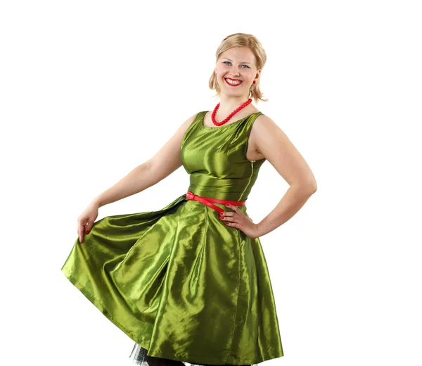 Молодая женщина в ярком платье — стоковое фото