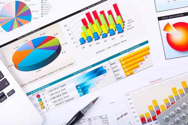 Graphs, charts, business table. — Stock Photo, Image