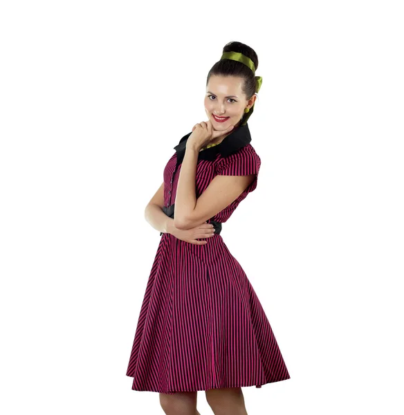 밝은 컬러 드레스에 젊은 여자 — 스톡 사진