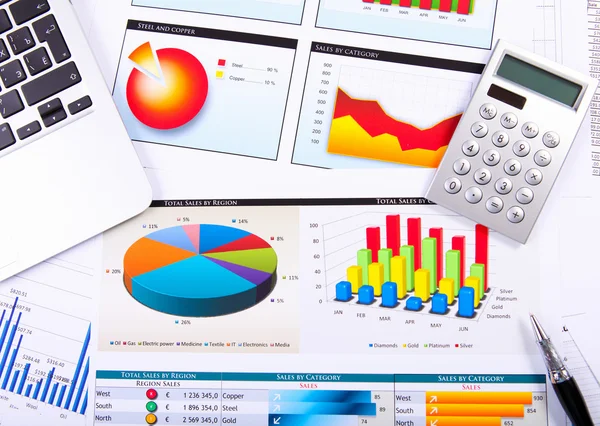 Graphs, charts, business table. — Stock Photo, Image