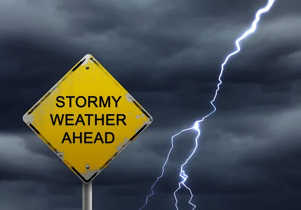 前方の悪い天候の警告サイン — ストック写真
