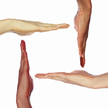 Human hands as symbol of ethnical diversity clipart