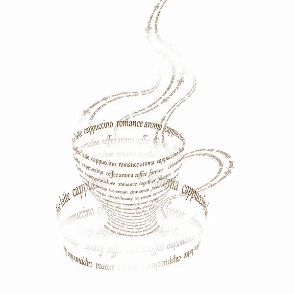 用词组成的咖啡杯 — 图库照片